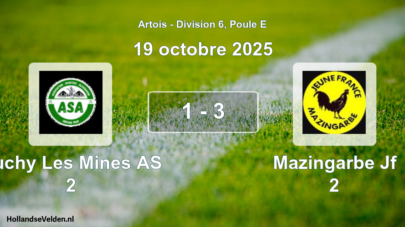 Total number of matches played: Auchy Les Mines AS 2 - Mazingarbe Jf 2 1 - 3 (19 October 2025)