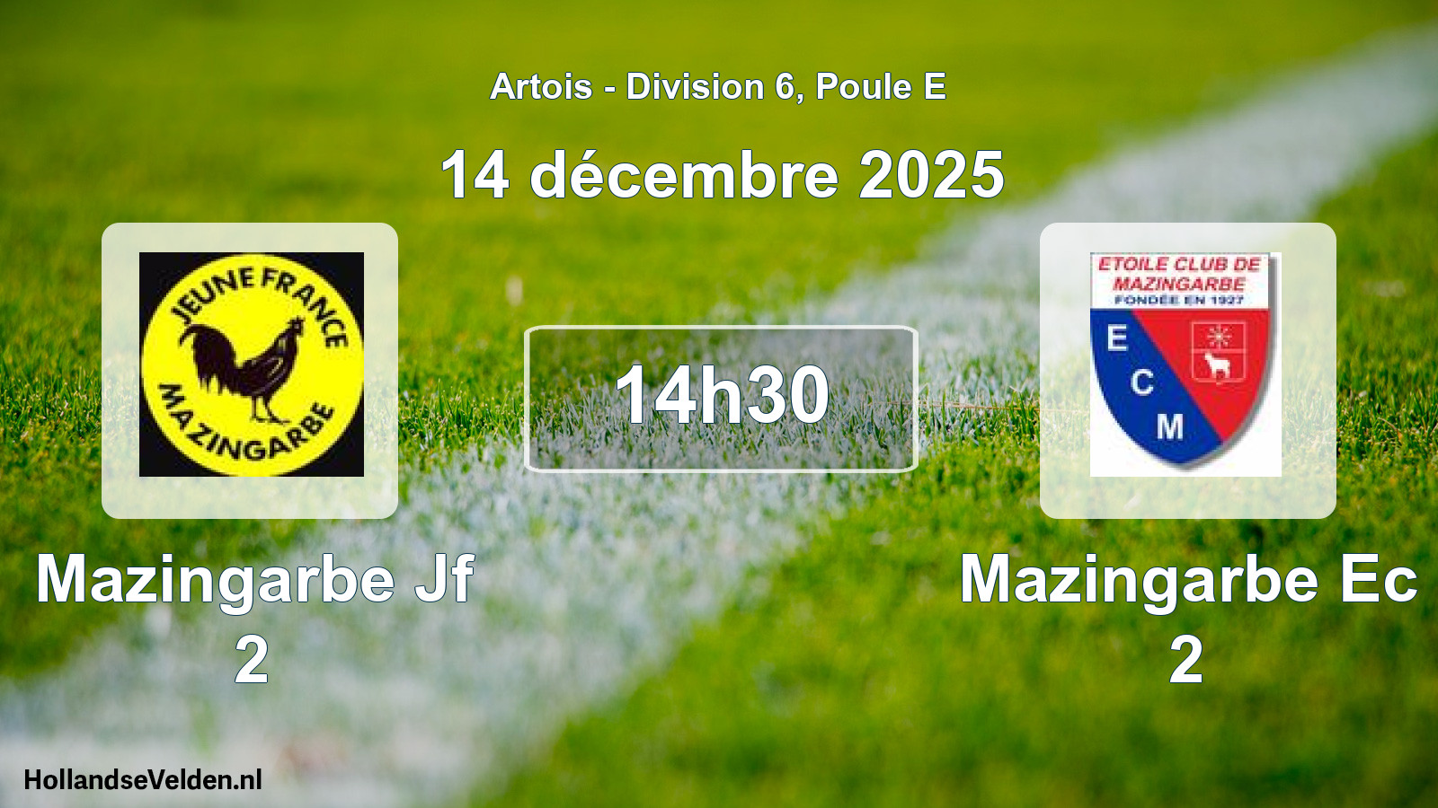 Match programmé: Mazingarbe Jf 2 - Mazingarbe Ec 2 (14 décembre 2025)