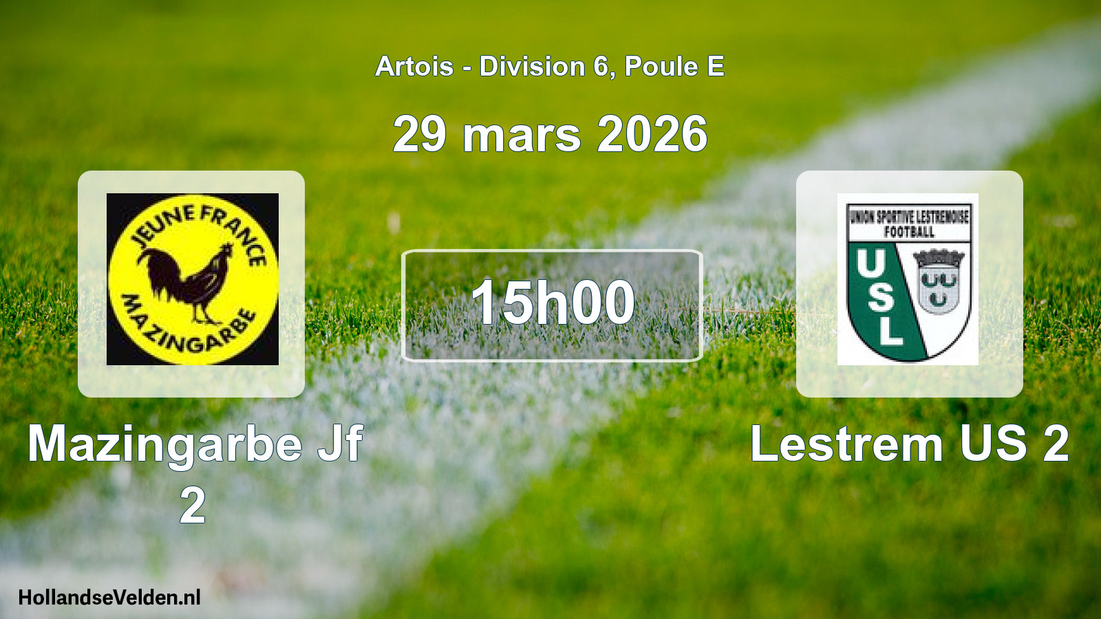Match programmé: Mazingarbe Jf 2 - Lestrem US 2 (29 mars 2026)