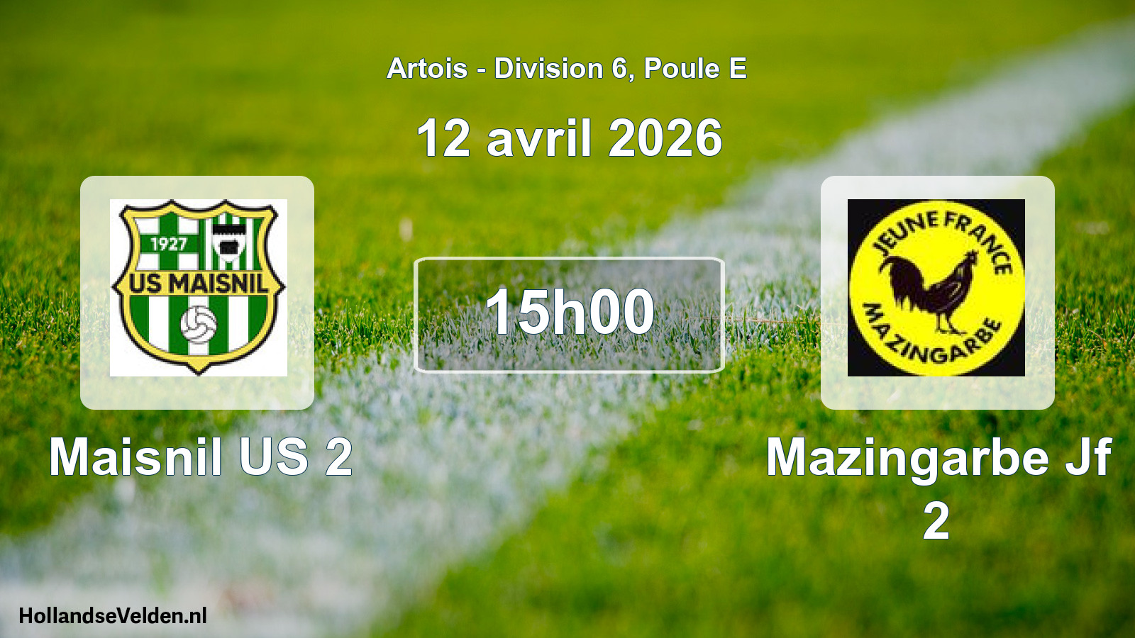 Match programmé: Maisnil US 2 - Mazingarbe Jf 2 (12 avril 2026)