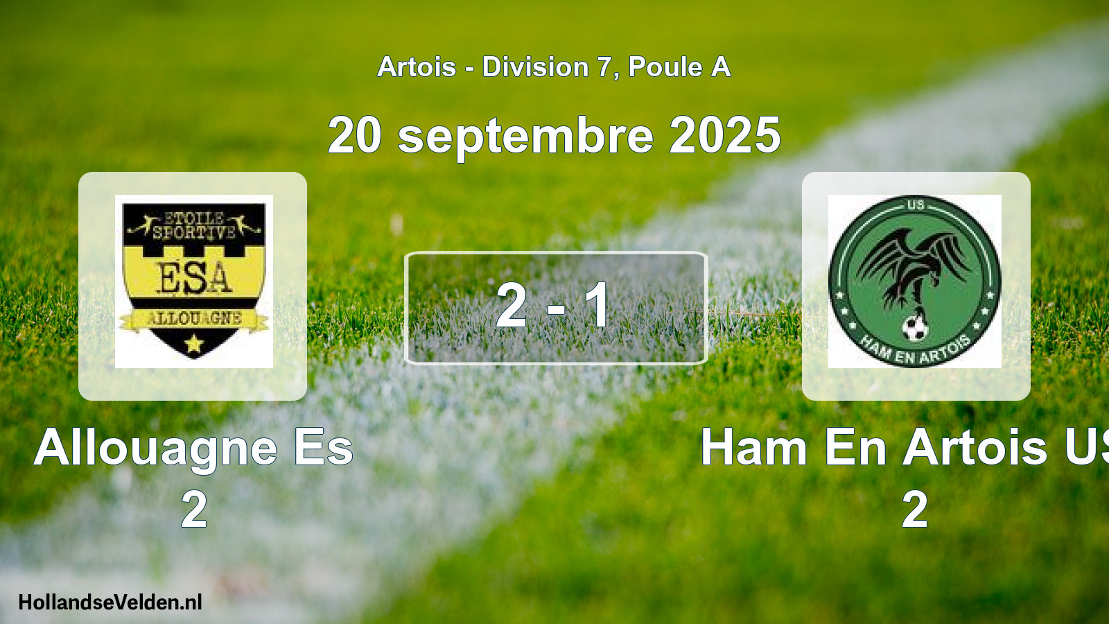 Match joué: Allouagne Es 2 - Ham En Artois US 2 2 - 1 (20 septembre 2025)