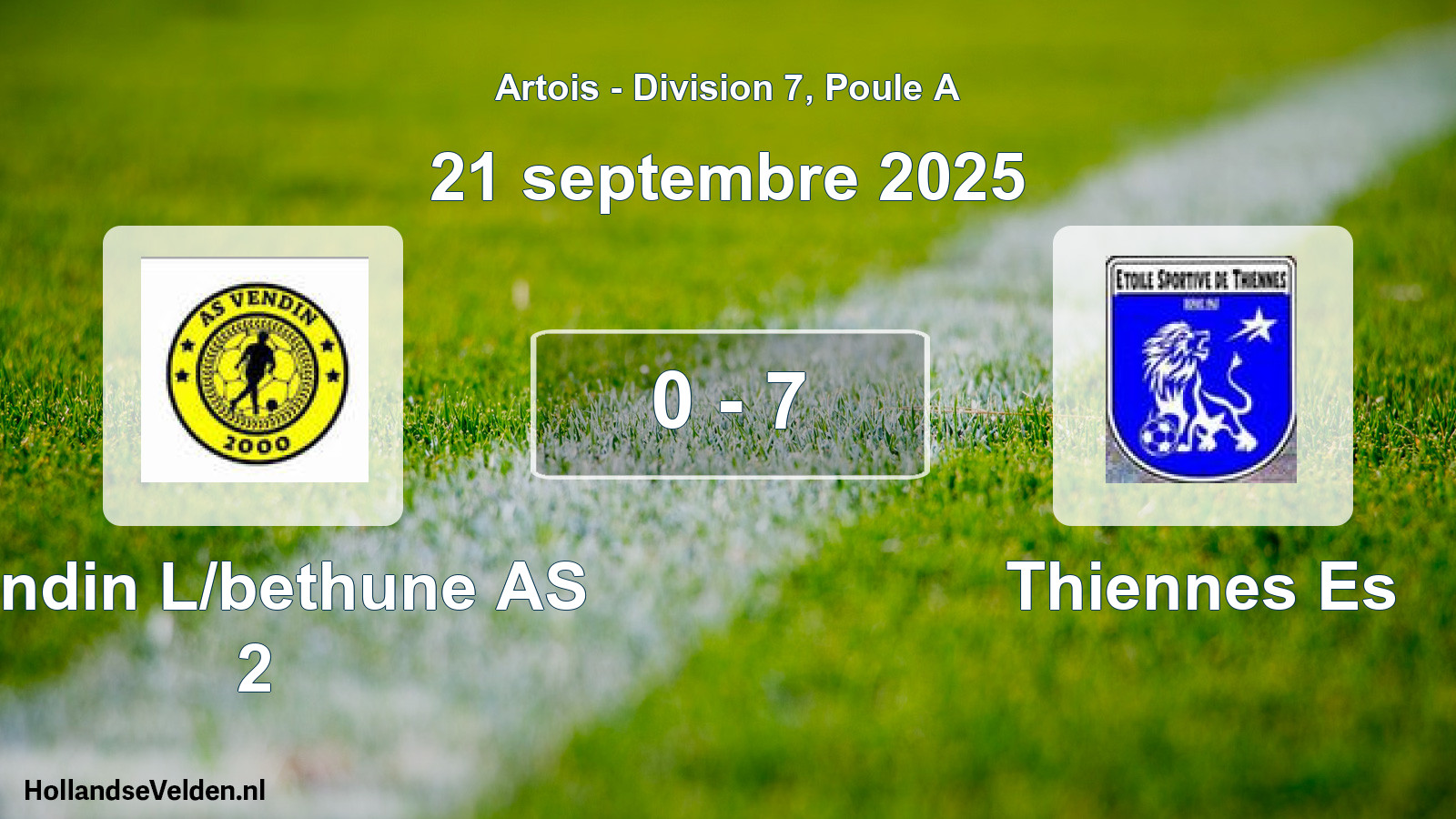 Match joué: Vendin L/bethune AS 2 - Thiennes Es 0 - 7 (21 septembre 2025)
