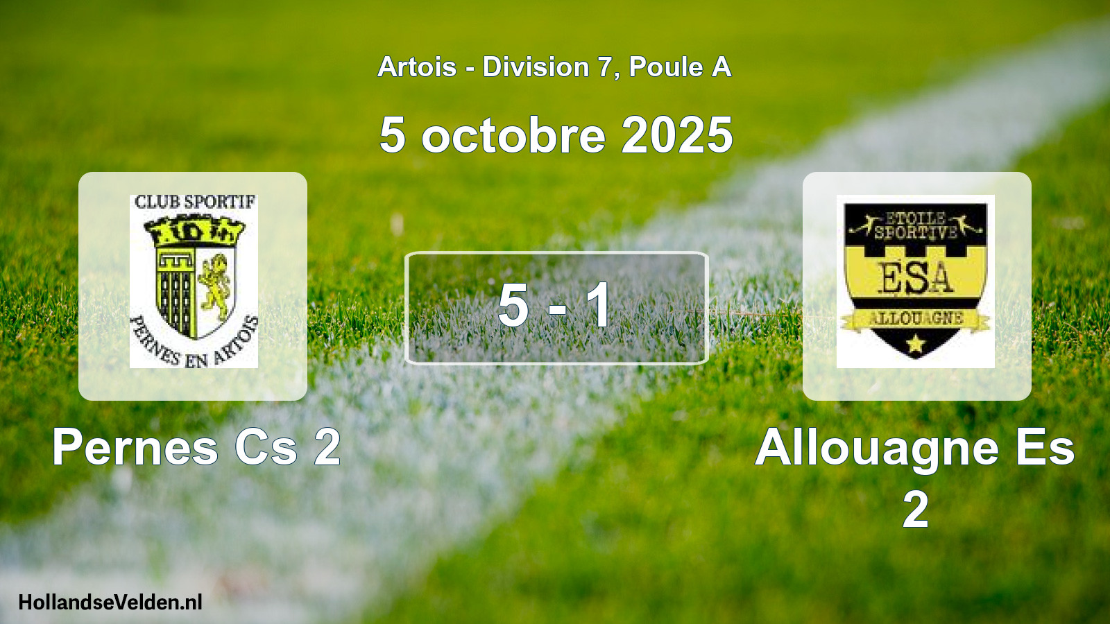 Match joué: Pernes Cs 2 - Allouagne Es 2 5 - 1 (5 octobre 2025)
