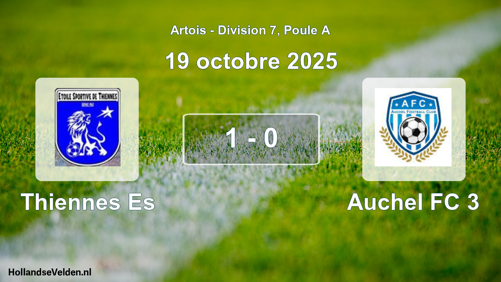 Total number of matches played: Thiennes Es - Auchel FC 3 1 - 0 (19 October 2025)