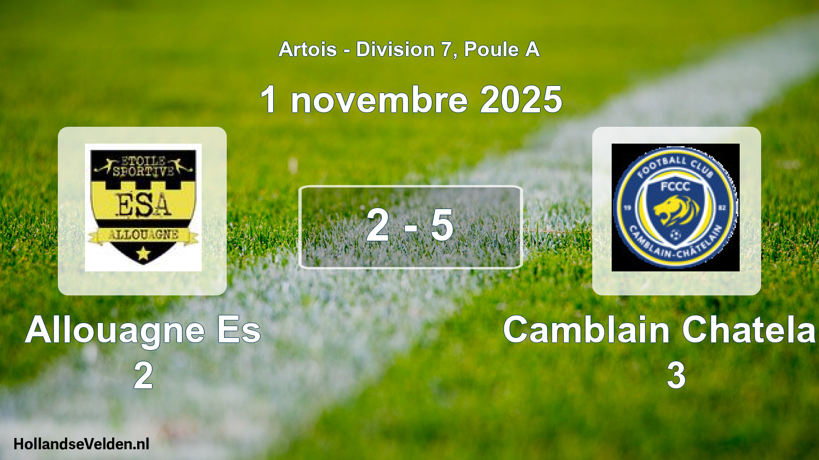 Match joué: Allouagne Es 2 - Camblain Chatelain 3 2 - 5 (1 novembre 2025)