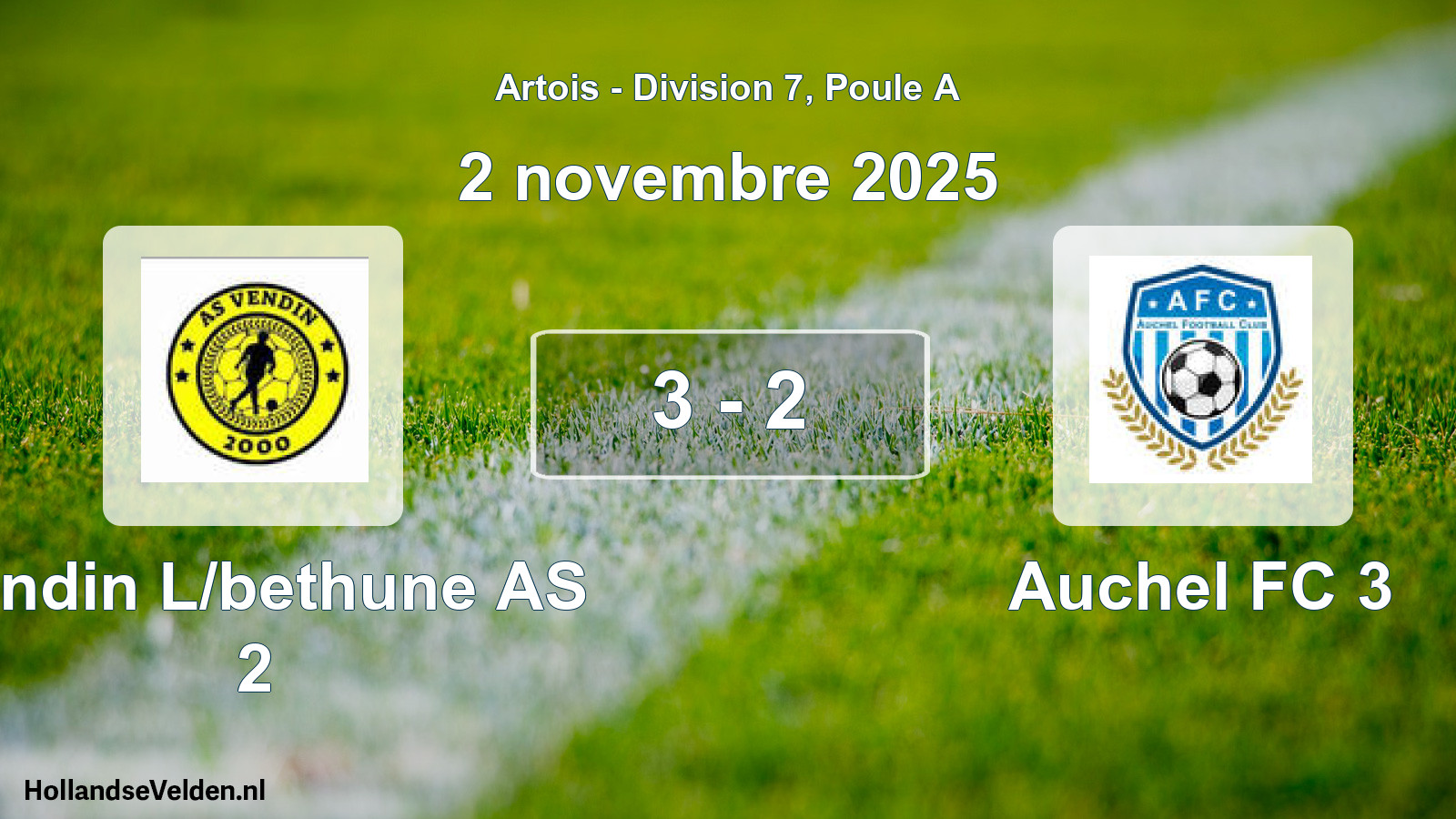 Total number of matches played: Vendin L/bethune AS 2 - Auchel FC 3 3 - 2 (2 November 2025)