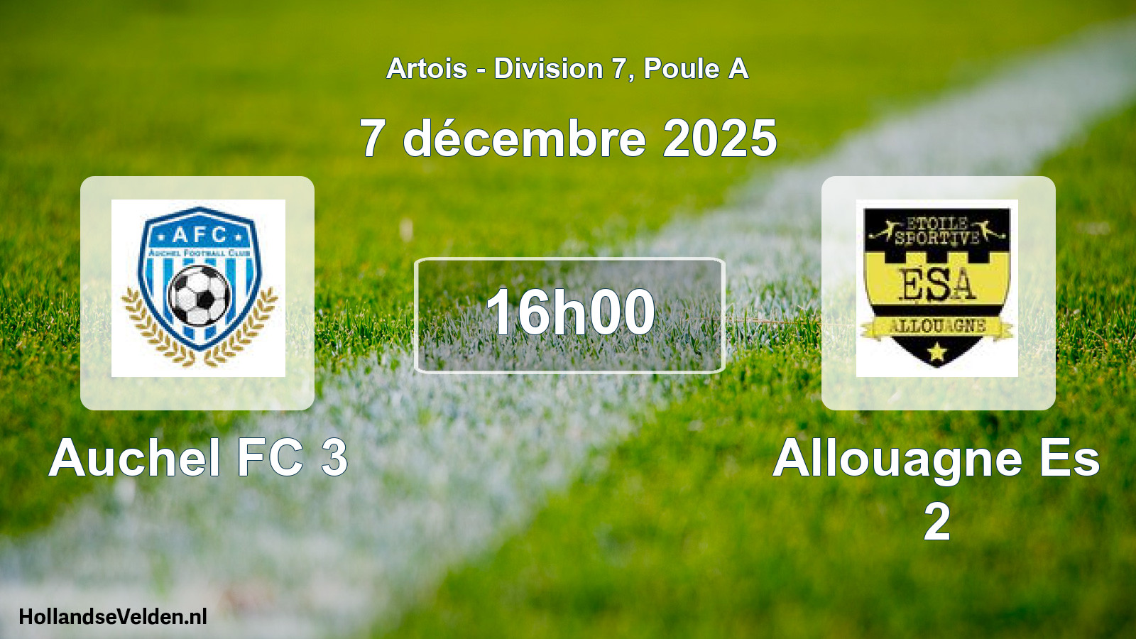 Match programmé: Auchel FC 3 - Allouagne Es 2 (7 décembre 2025)