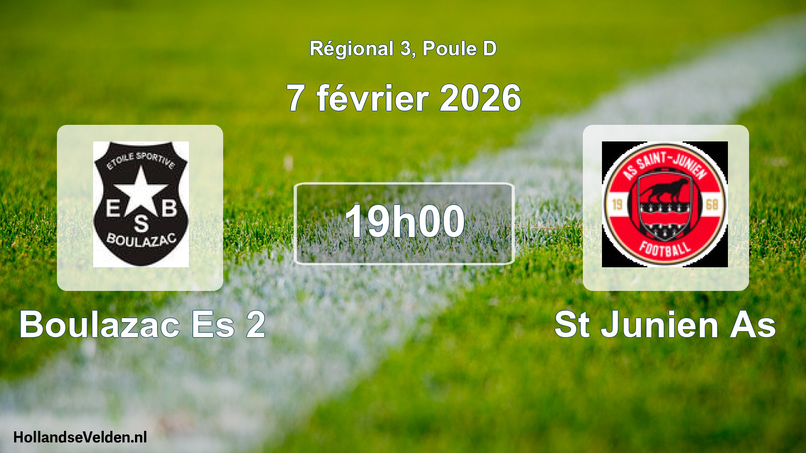 Geplande wedstrijd: Boulazac Es 2 - St Junien As (7 februari 2026)