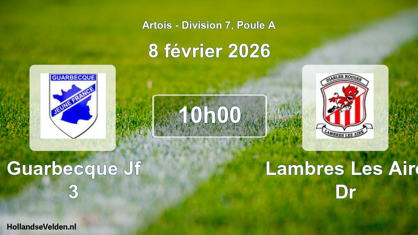 Match programmé: Guarbecque Jf 3 - Lambres Les Aire Dr (8 février 2026)