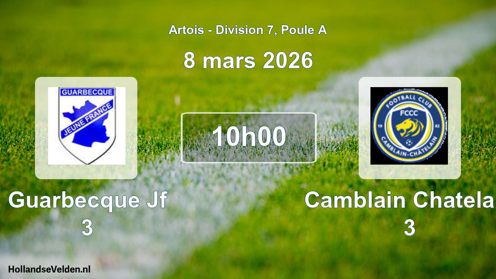 Match programmé: Guarbecque Jf 3 - Camblain Chatelain 3 (8 mars 2026)