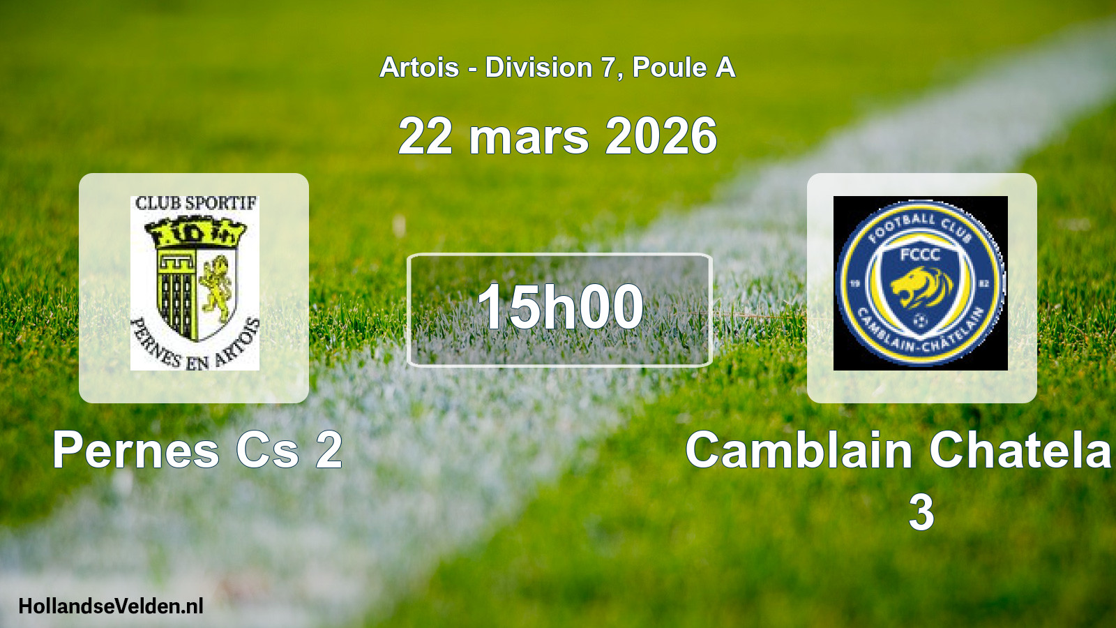 Match programmé: Pernes Cs 2 - Camblain Chatelain 3 (22 mars 2026)