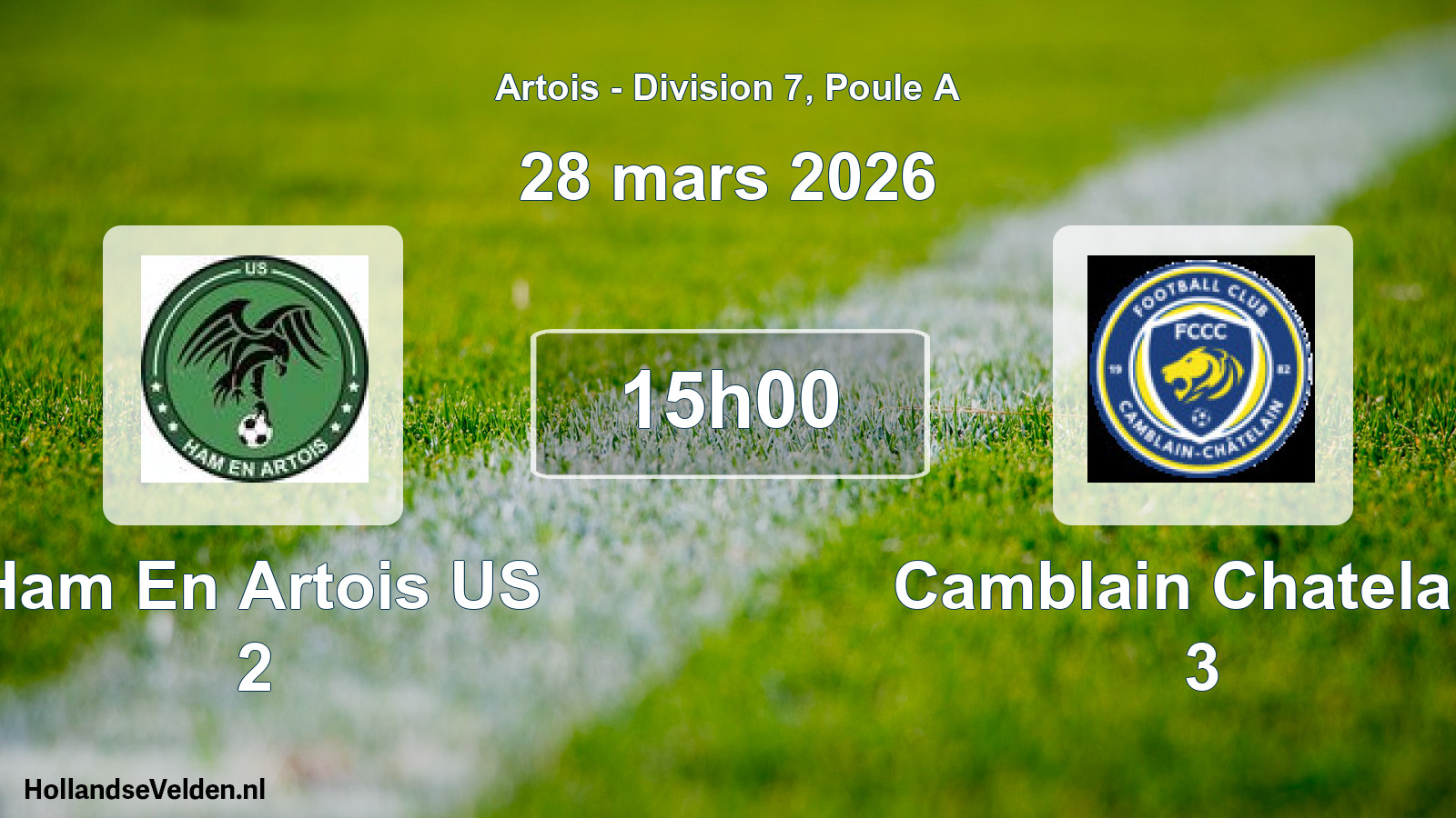 Match programmé: Ham En Artois US 2 - Camblain Chatelain 3 (28 mars 2026)