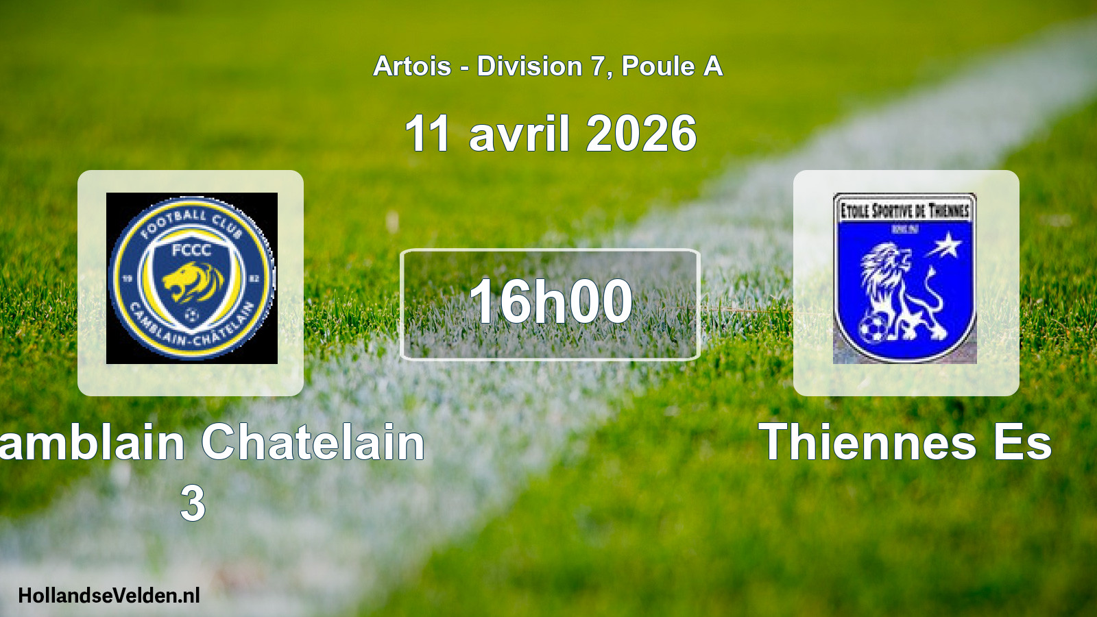 Match programmé: Camblain Chatelain 3 - Thiennes Es (11 avril 2026)