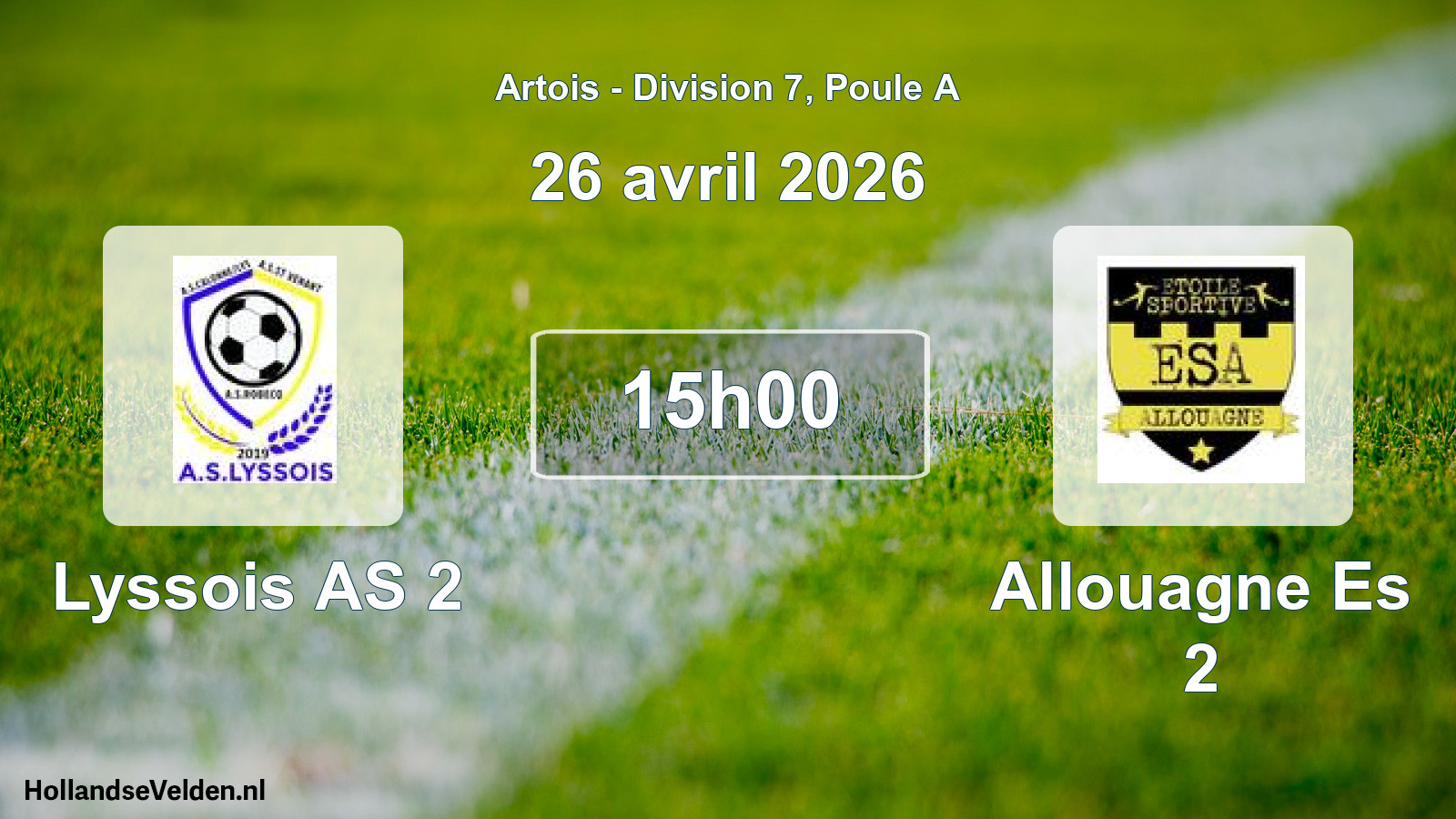 Match programmé: Lyssois AS 2 - Allouagne Es 2 (26 avril 2026)