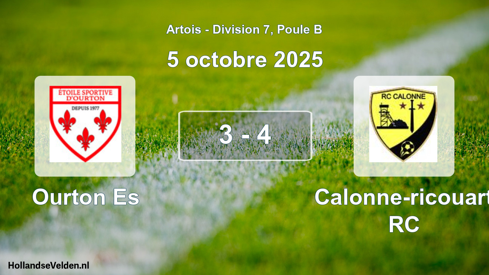 Match joué: Ourton Es - Calonne-ricouart RC 3 - 4 (5 octobre 2025)