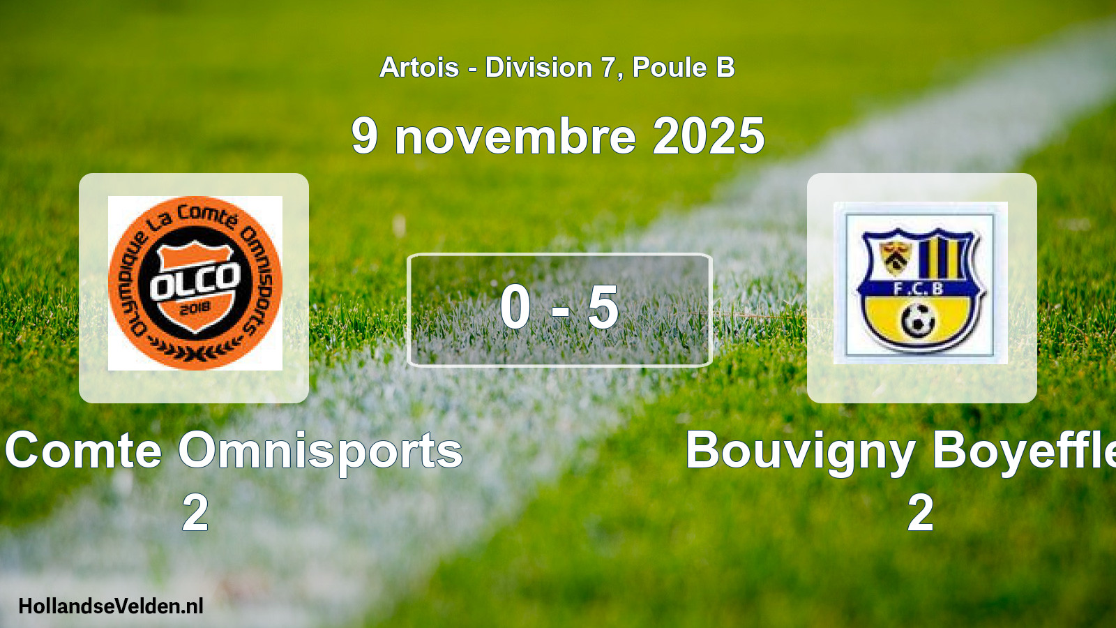 Match joué: La Comte Omnisports 2 - Bouvigny Boyeffles 2 0 - 5 (9 novembre 2025)