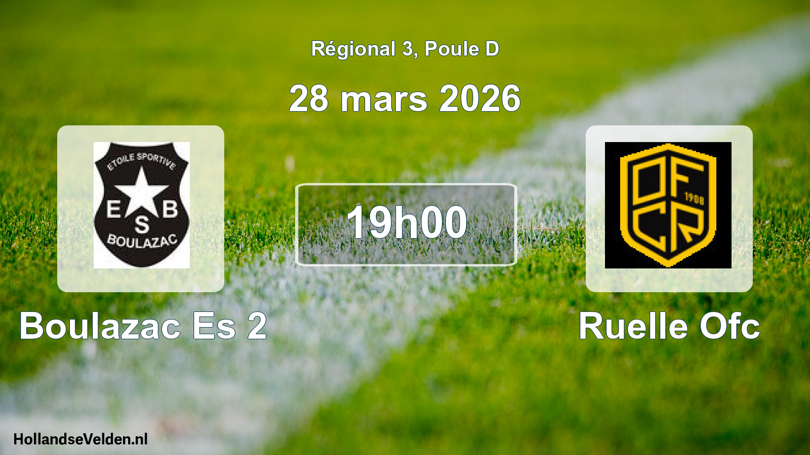 Geplande wedstrijd: Boulazac Es 2 - Ruelle Ofc (28 maart 2026)