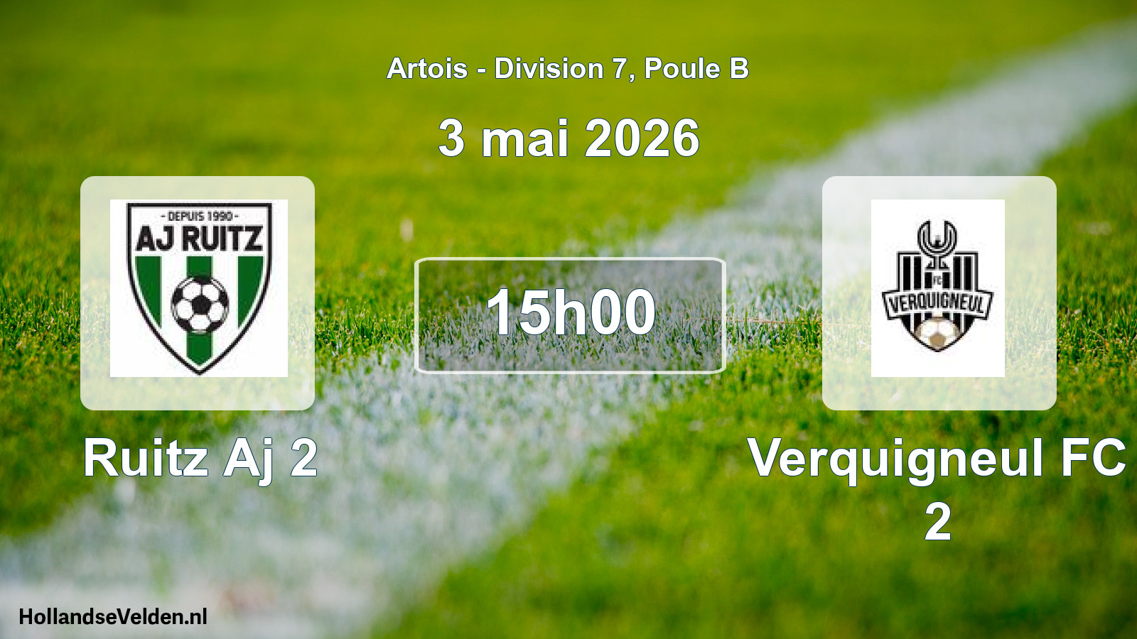 Match programmé: Ruitz Aj 2 - Verquigneul FC 2 (3 mai 2026)