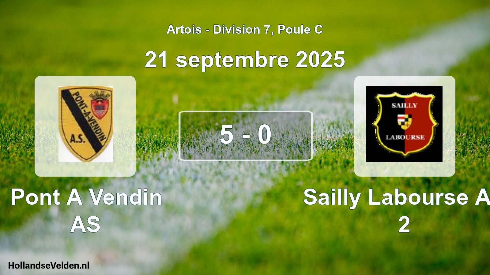 Match joué: Pont A Vendin AS - Sailly Labourse AS 2 5 - 0 (21 septembre 2025)