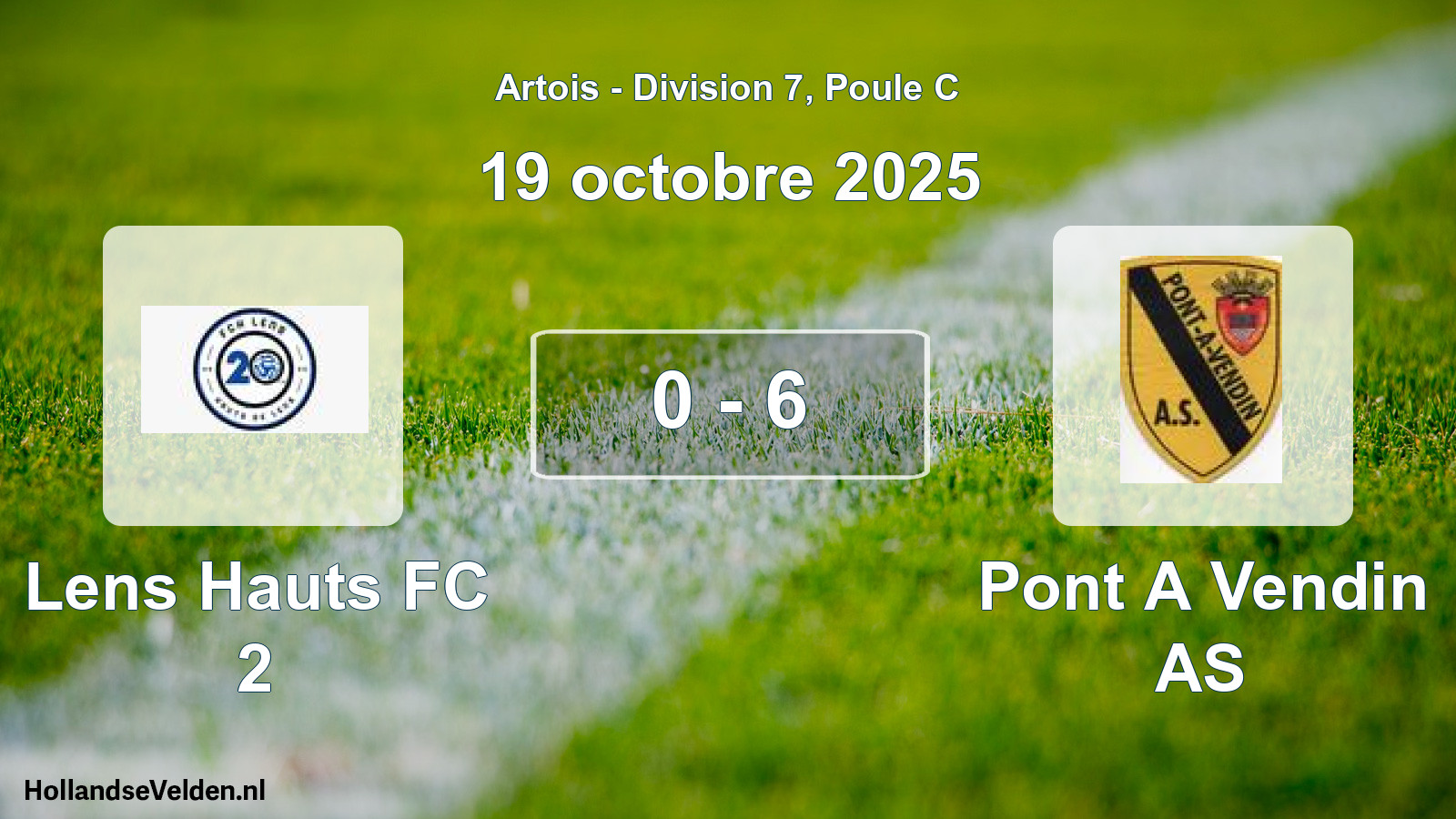 Match joué: Lens Hauts FC 2 - Pont A Vendin AS 0 - 6 (19 octobre 2025)
