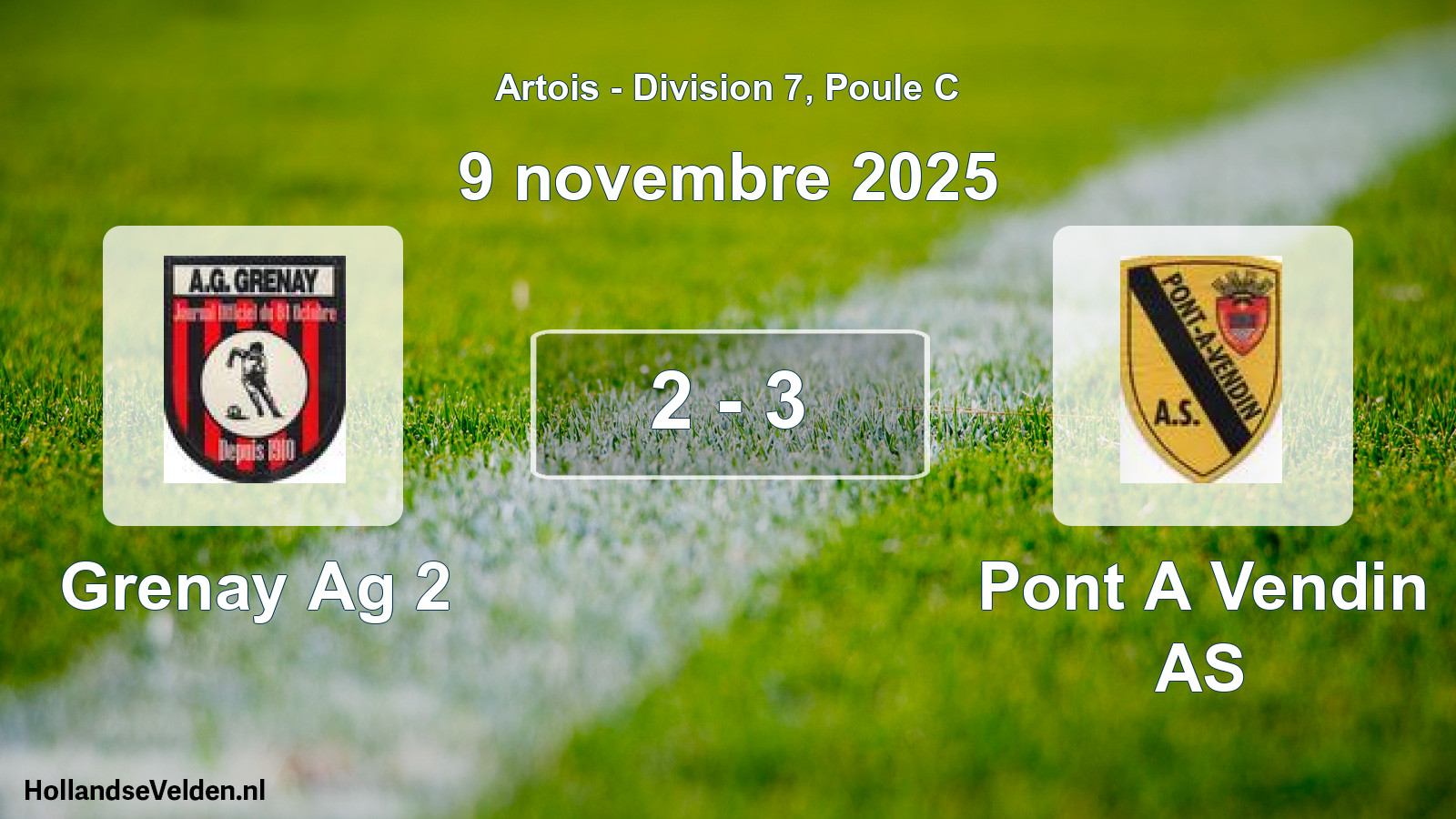 Match joué: Grenay Ag 2 - Pont A Vendin AS 2 - 3 (9 novembre 2025)