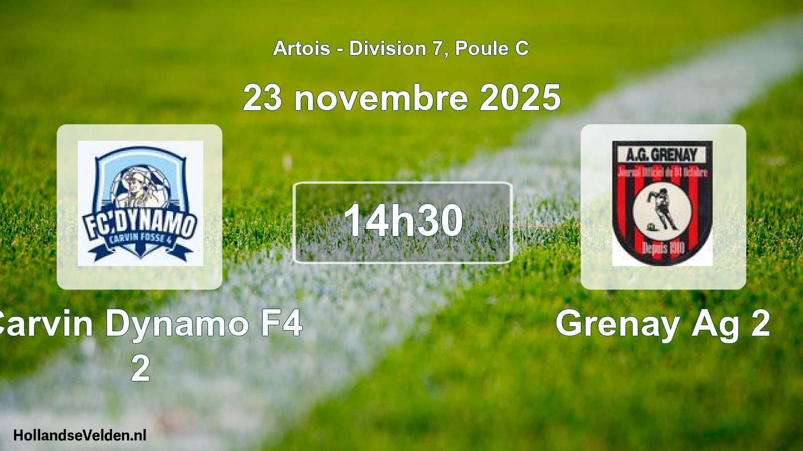 Match programmé: Carvin Dynamo F4 2 - Grenay Ag 2 (23 novembre 2025)