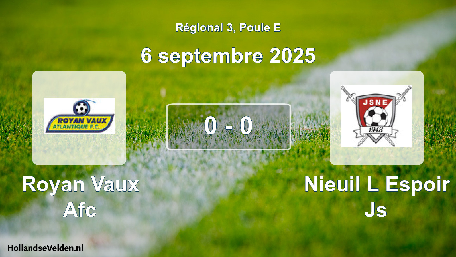 Gespeelde wedstrijd: Royan Vaux Afc - Nieuil L Espoir Js 0 - 0 (6 septembre 2025)