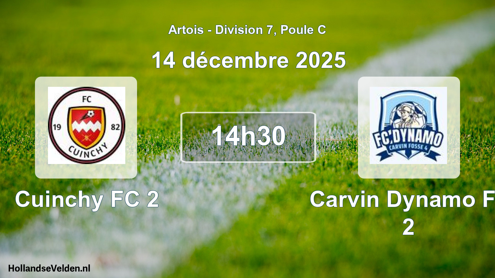 Match programmé: Cuinchy FC 2 - Carvin Dynamo F4 2 (14 décembre 2025)