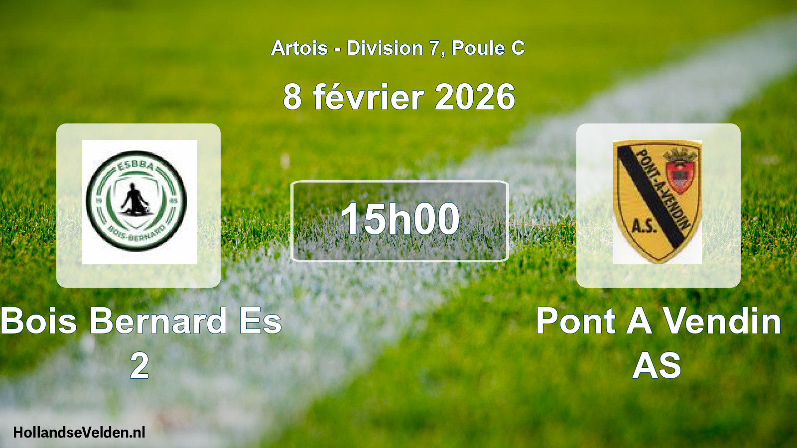 Match programmé: Bois Bernard Es 2 - Pont A Vendin AS (8 février 2026)
