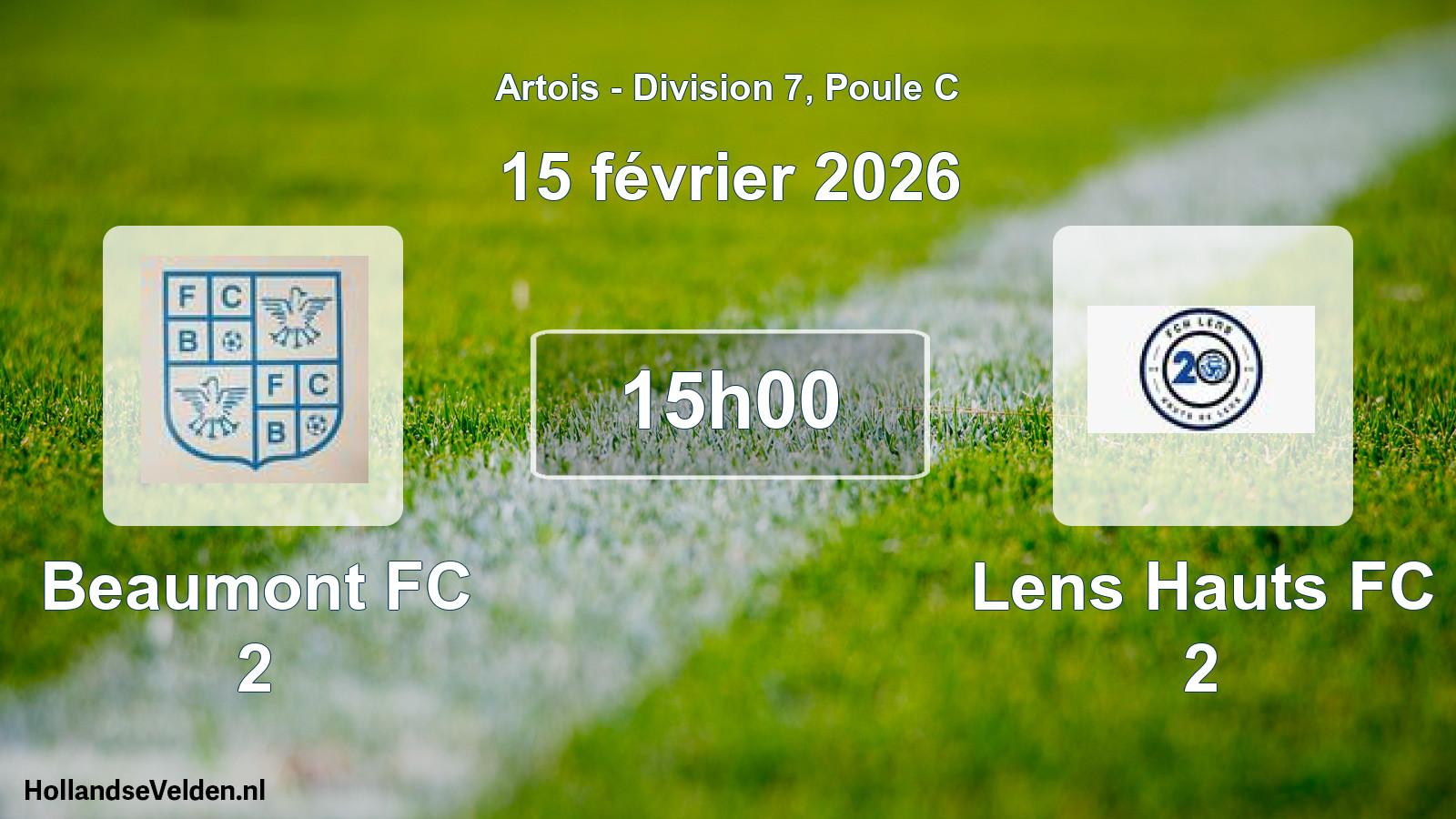 Match programmé: Beaumont FC 2 - Lens Hauts FC 2 (15 février 2026)