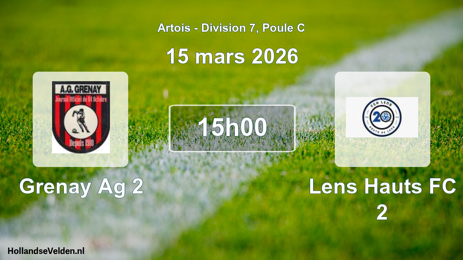 Match programmé: Grenay Ag 2 - Lens Hauts FC 2 (15 mars 2026)