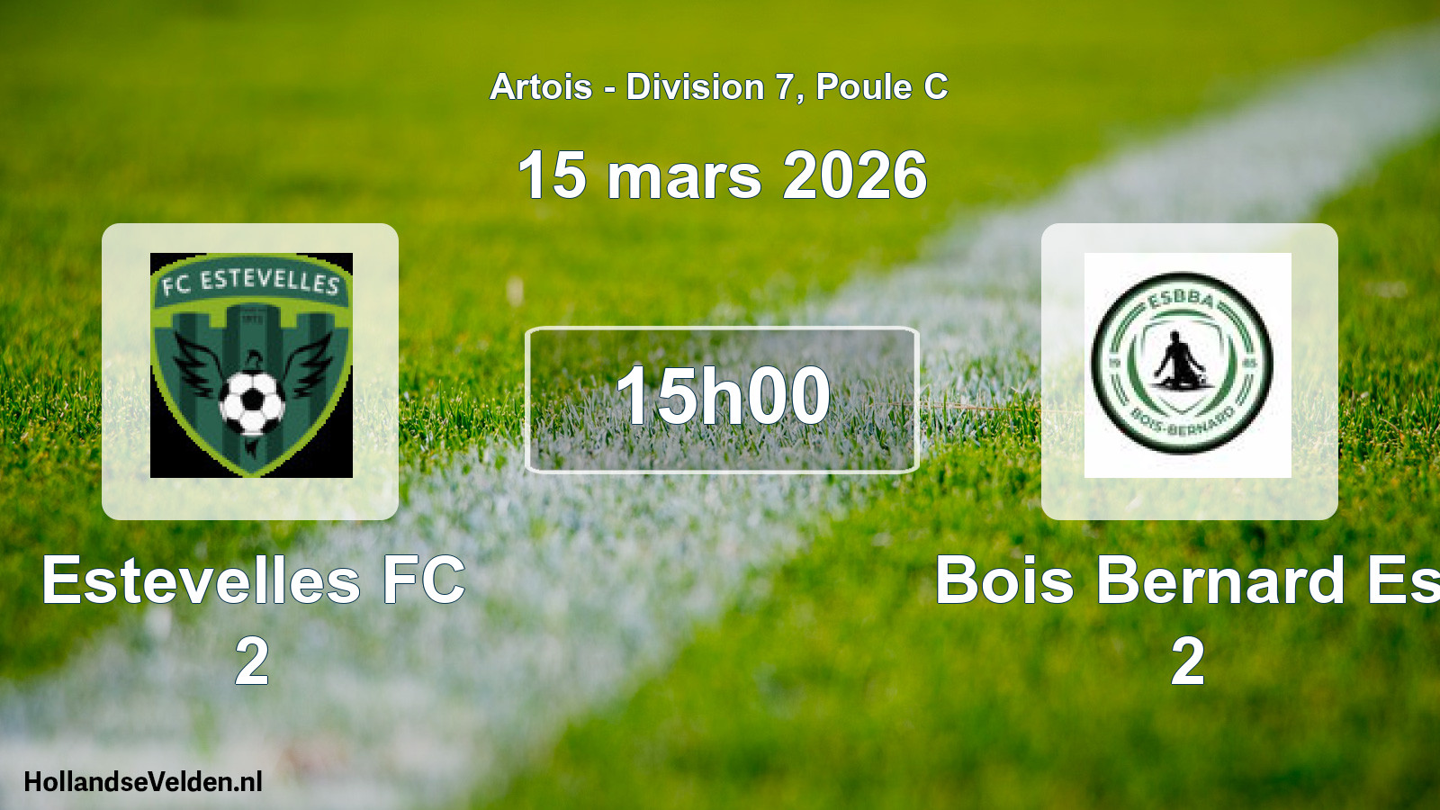 Match programmé: Estevelles FC 2 - Bois Bernard Es 2 (15 mars 2026)