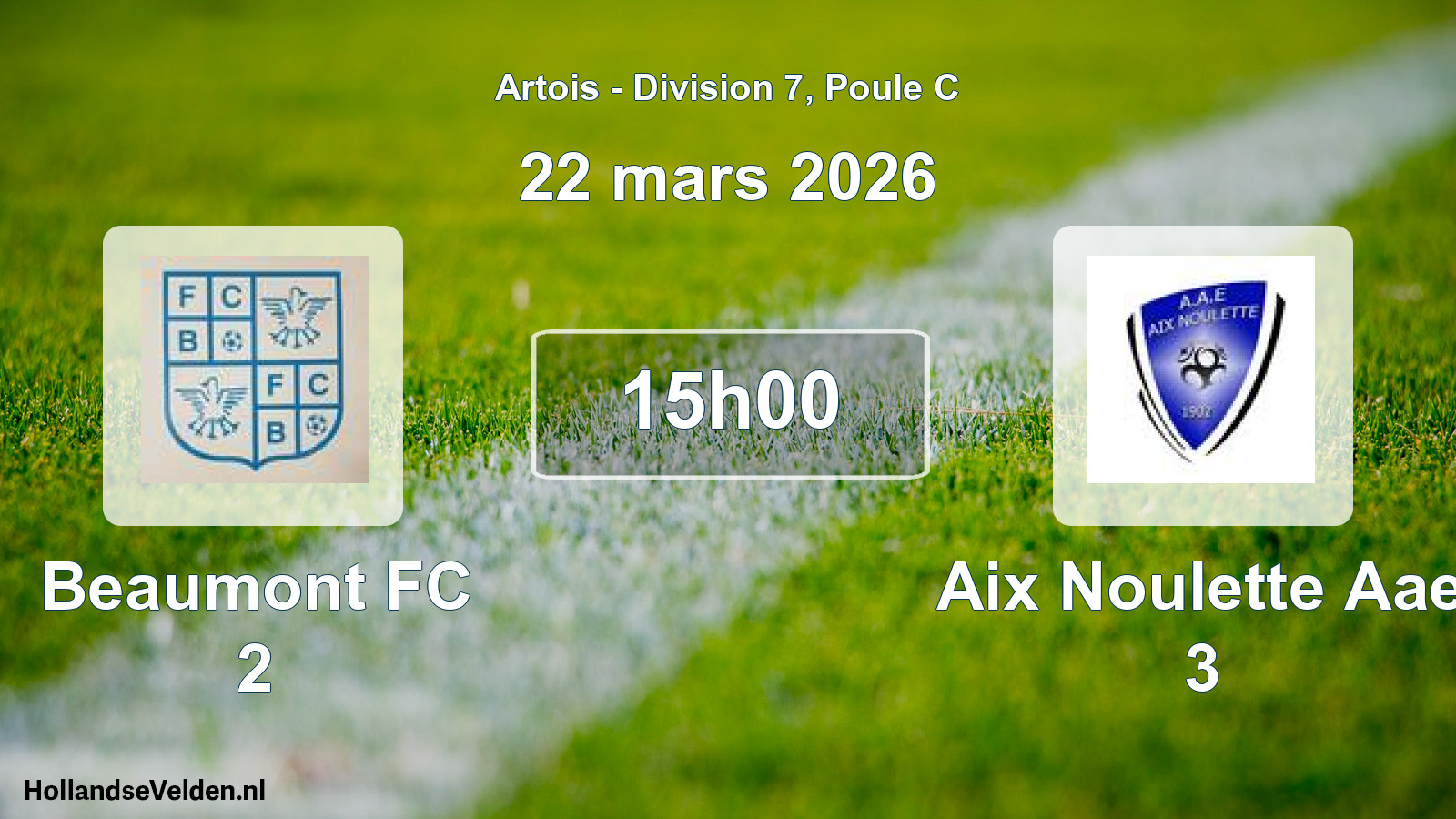 Match programmé: Beaumont FC 2 - Aix Noulette Aae 3 (22 mars 2026)