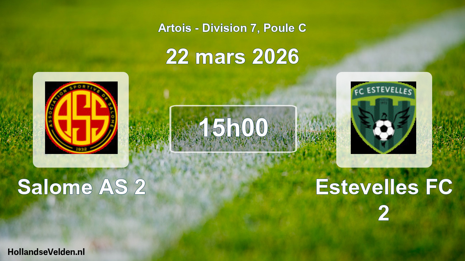 Match programmé: Salome AS 2 - Estevelles FC 2 (22 mars 2026)