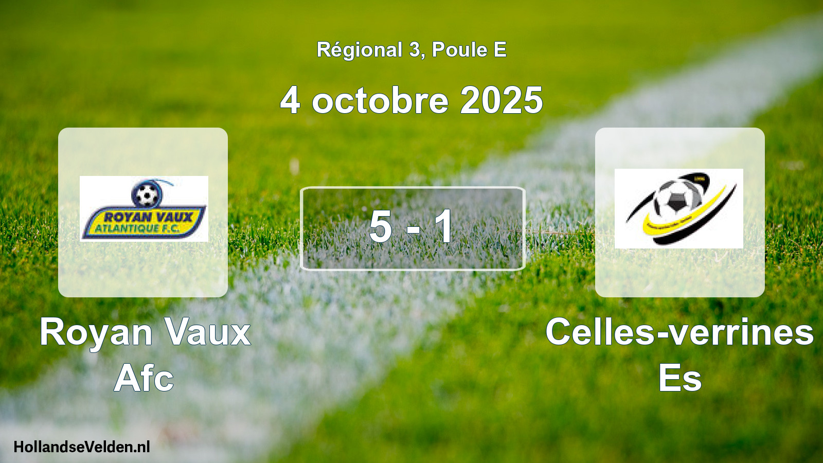 Gespeelde wedstrijd: Royan Vaux Afc - Celles-verrines Es 5 - 1 (4 octobre 2025)