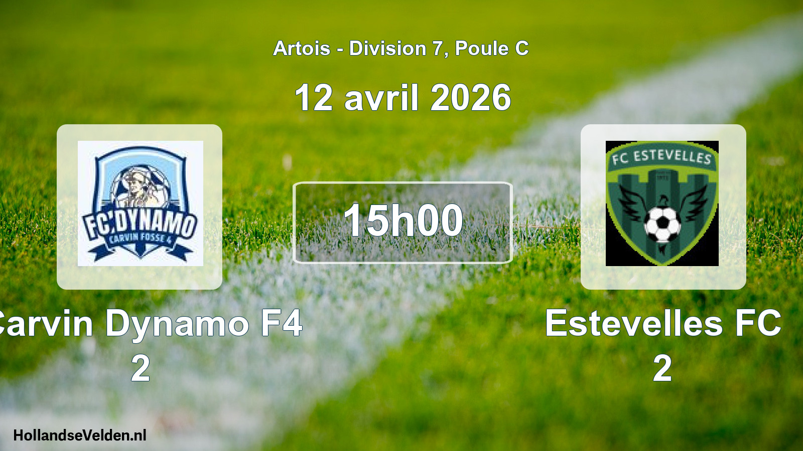 Match programmé: Carvin Dynamo F4 2 - Estevelles FC 2 (12 avril 2026)