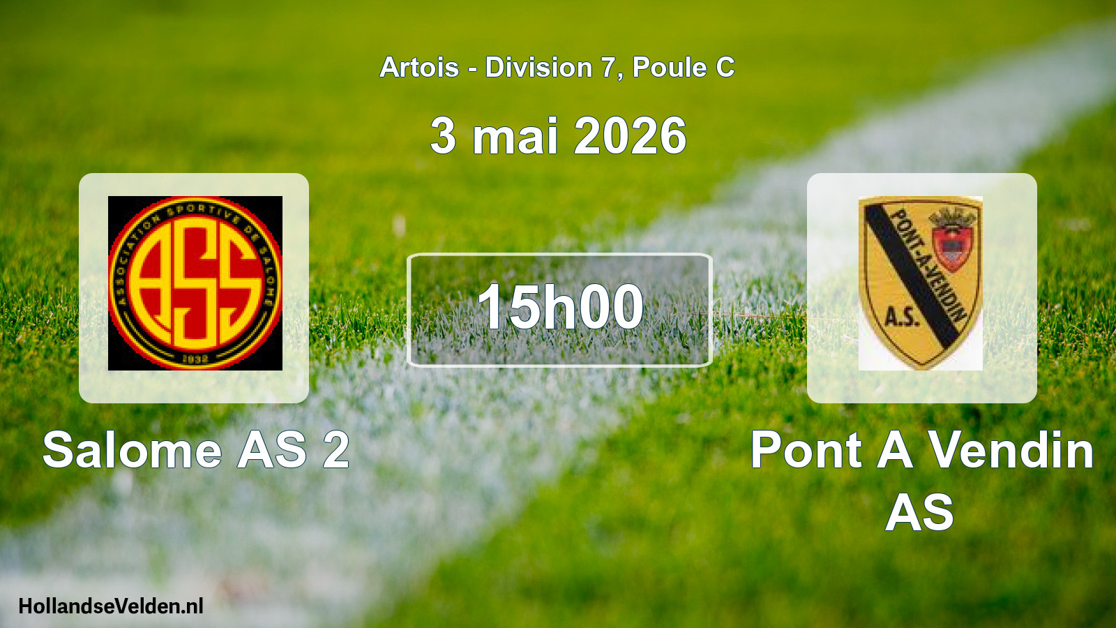 Match programmé: Salome AS 2 - Pont A Vendin AS (3 mai 2026)