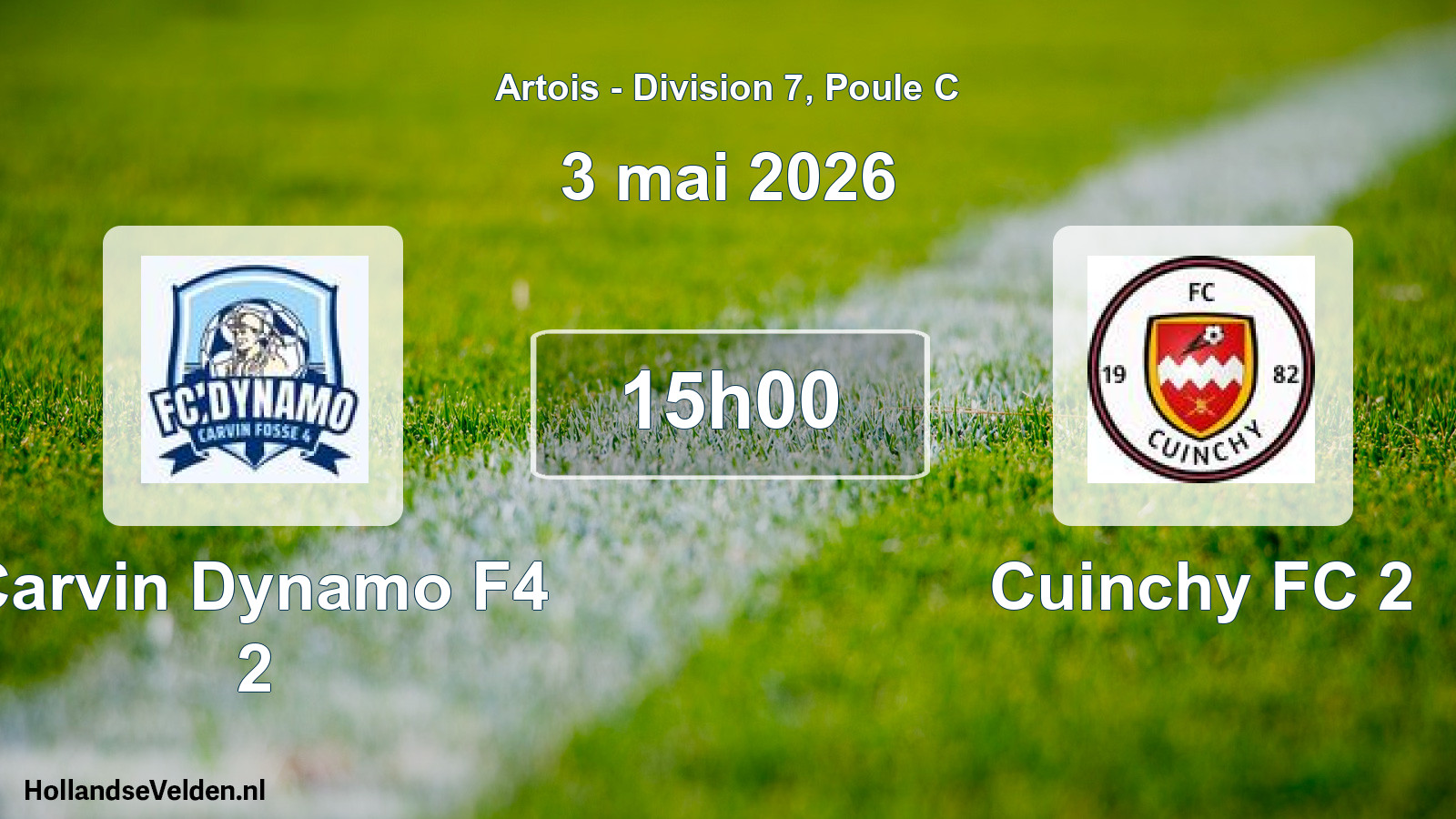 Match programmé: Carvin Dynamo F4 2 - Cuinchy FC 2 (3 mai 2026)