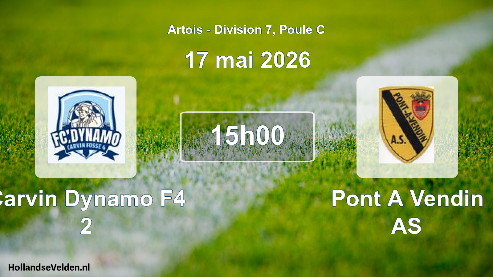 Match programmé: Carvin Dynamo F4 2 - Pont A Vendin AS (17 mai 2026)