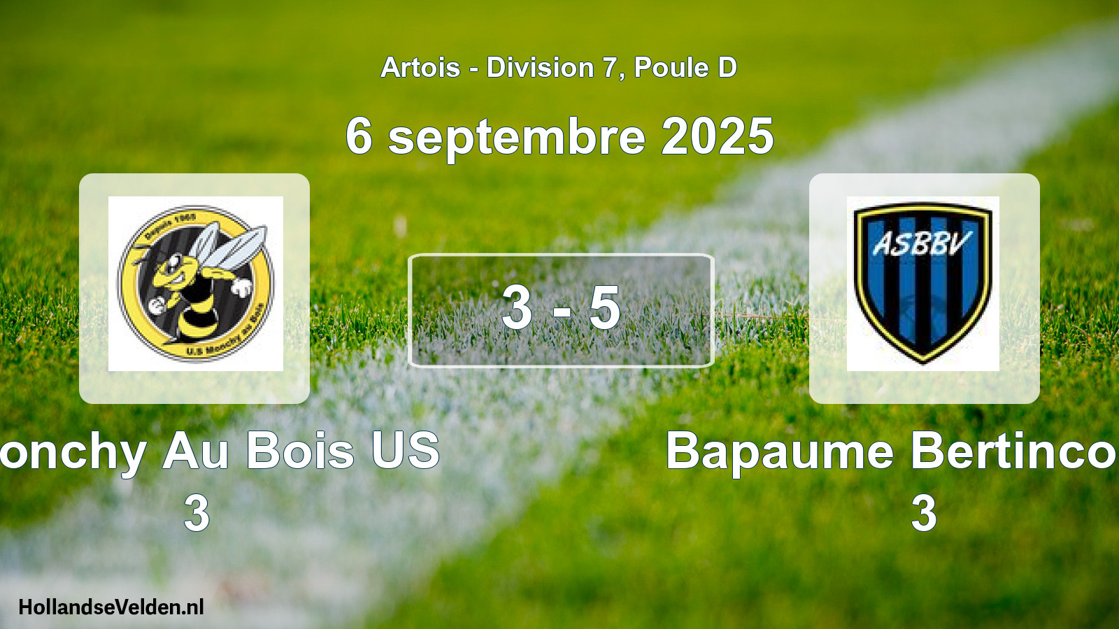 Gespeelde wedstrijd: Monchy Au Bois US 3 - Bapaume Bertincourt 3 3 - 5 (6 september 2025)