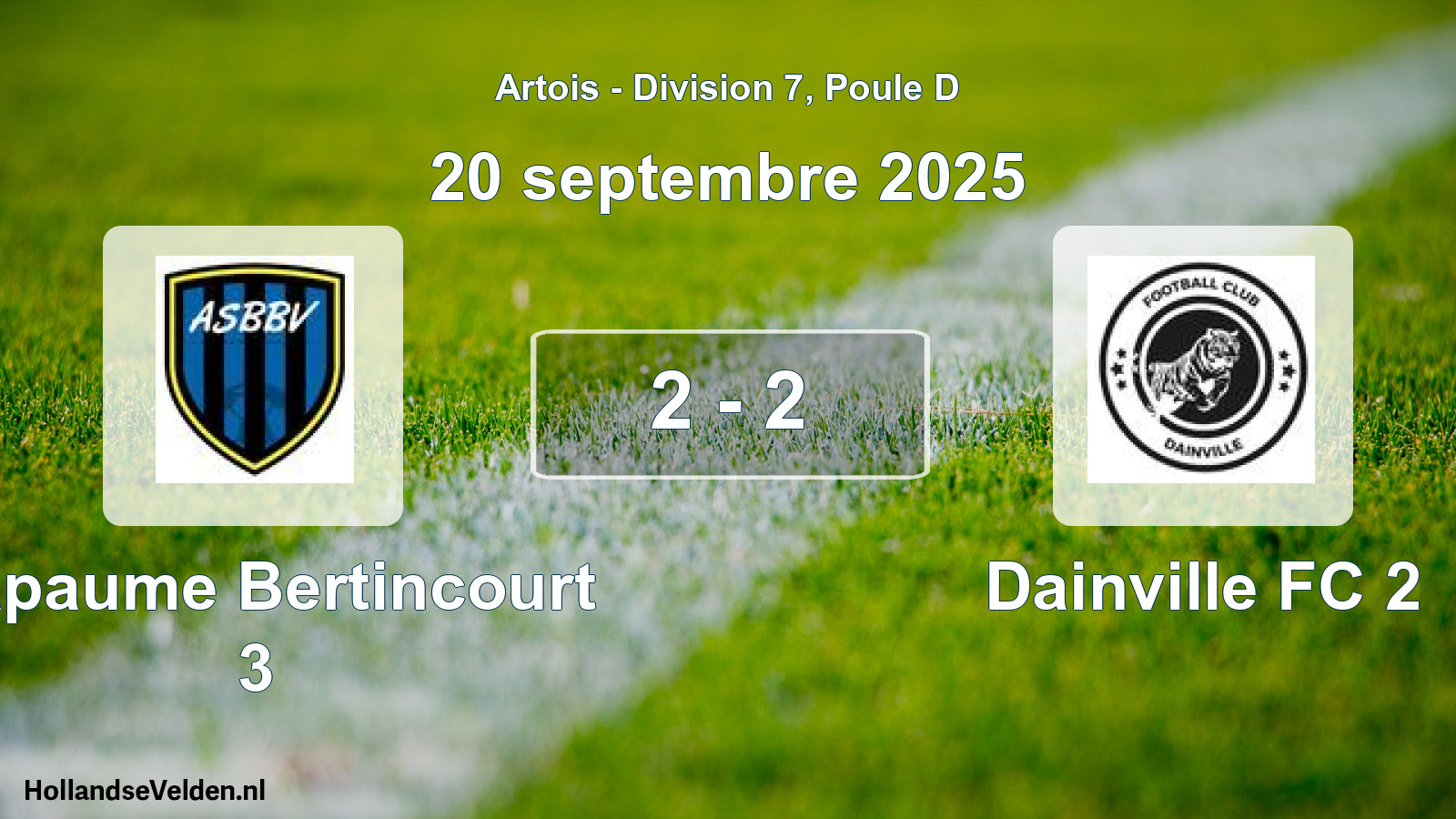 Gespeelde wedstrijd: Bapaume Bertincourt 3 - Dainville FC 2 2 - 2 (20 september 2025)
