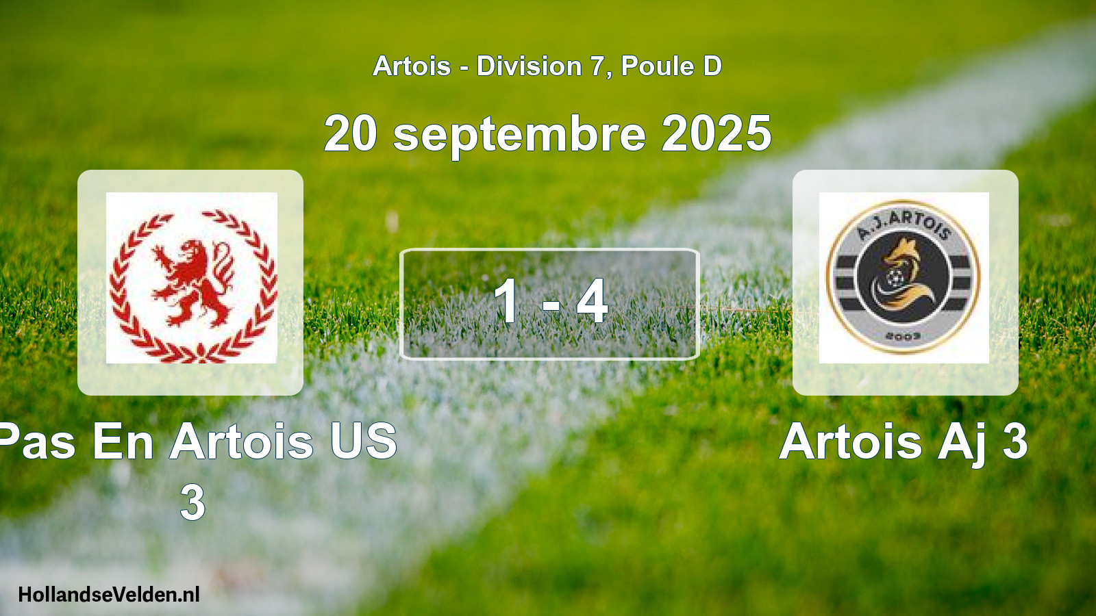 Gespeelde wedstrijd: Pas En Artois US 3 - Artois Aj 3 1 - 4 (20 september 2025)
