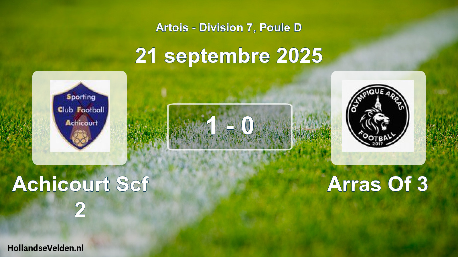 Match joué: Achicourt Scf 2 - Arras Of 3 1 - 0 (21 septembre 2025)