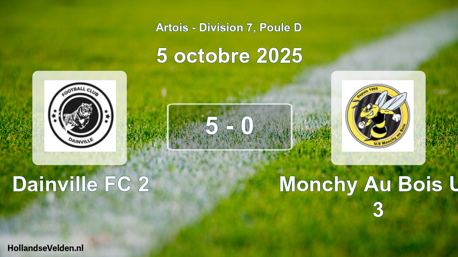 Match joué: Dainville FC 2 - Monchy Au Bois US 3 5 - 0 (5 octobre 2025)