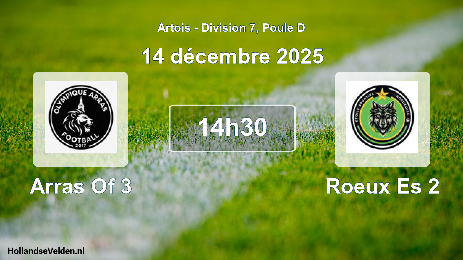 Match programmé: Arras Of 3 - Roeux Es 2 (14 décembre 2025)