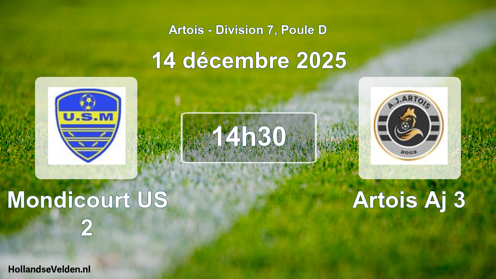 Geplande wedstrijd: Mondicourt US 2 - Artois Aj 3 (14 december 2025)