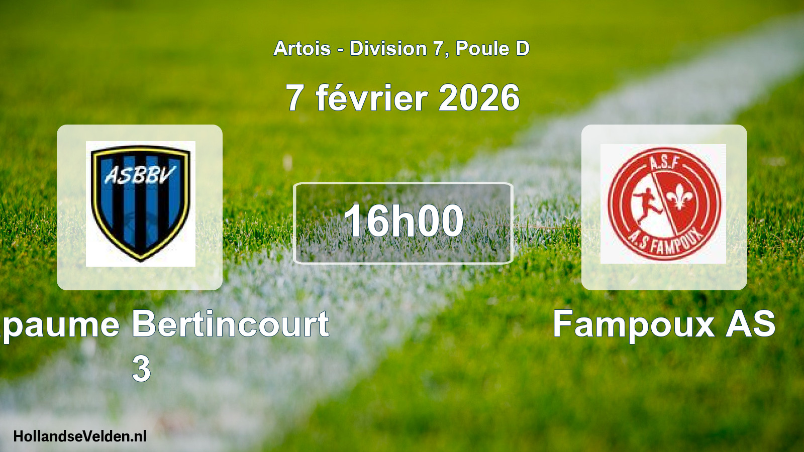 Scheduled Match: Bapaume Bertincourt 3 - Fampoux AS (7 February 2026)