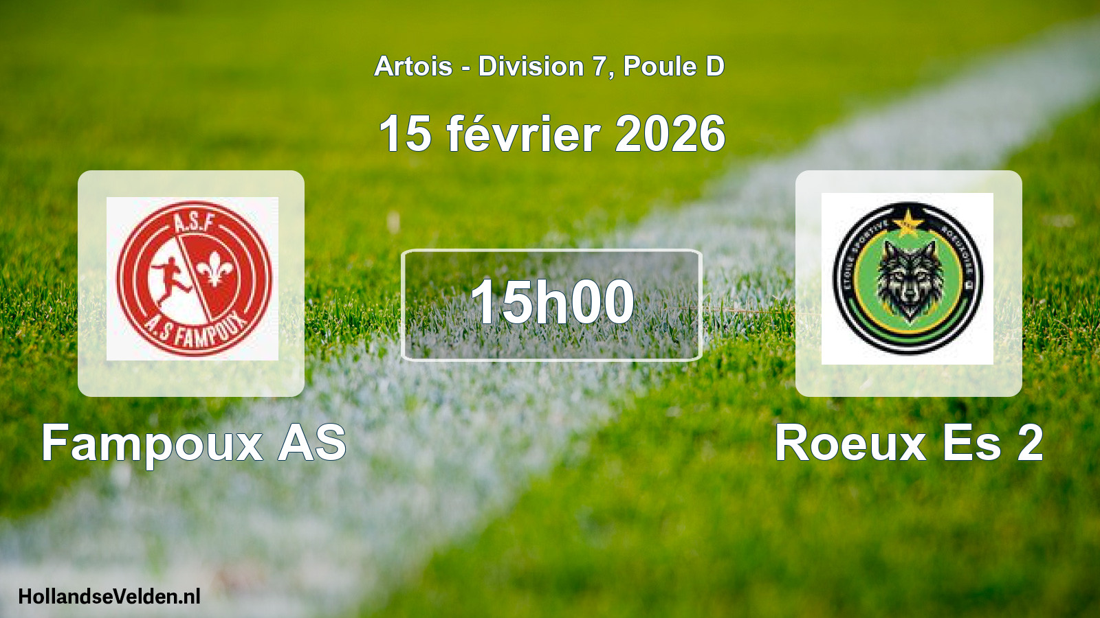 Match programmé: Fampoux AS - Roeux Es 2 (15 février 2026)