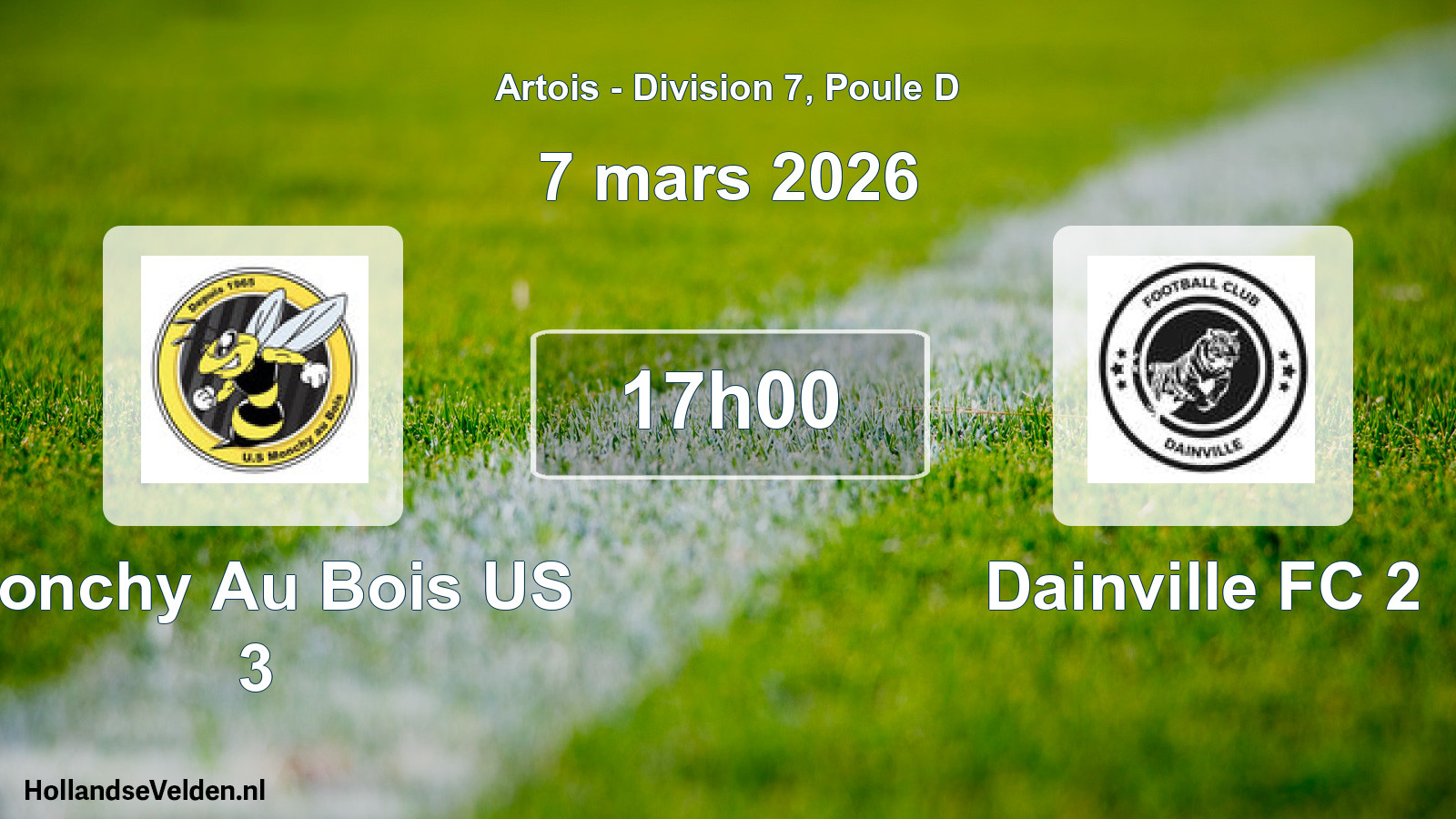 Match programmé: Monchy Au Bois US 3 - Dainville FC 2 (7 mars 2026)