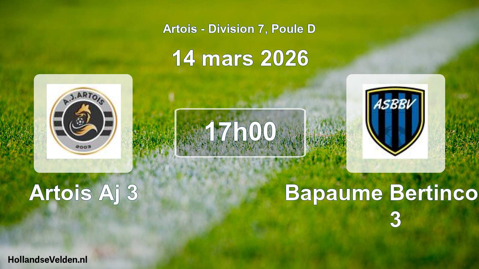 Scheduled Match: Artois Aj 3 - Bapaume Bertincourt 3 (14 March 2026)
